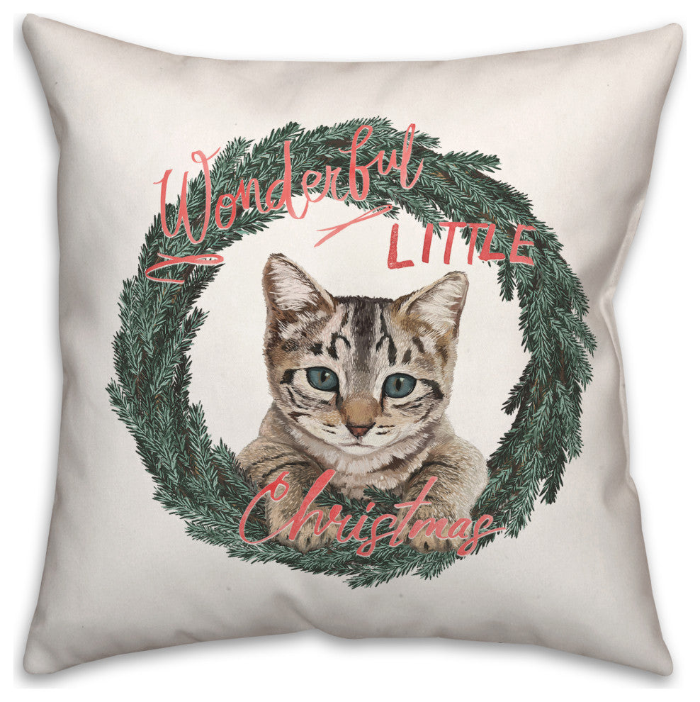 Kitten Wreath 2 18x18 Spun Poly Pillow