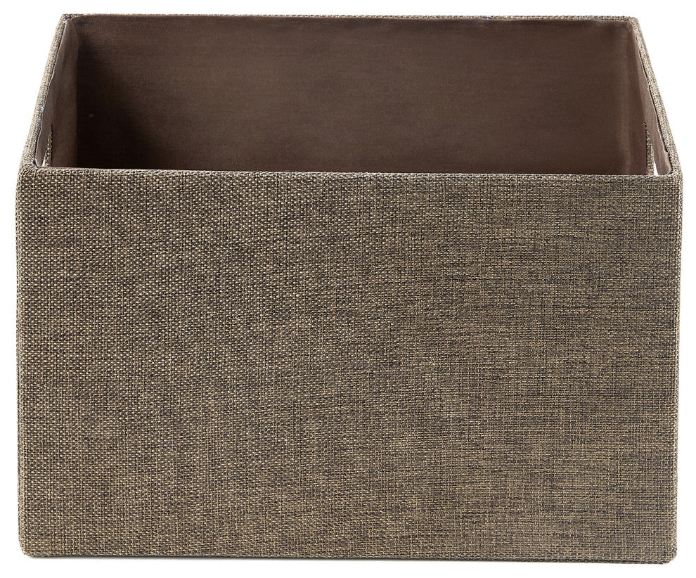 3-Piece Set Linen Look Covered Cardboard Rectangle Storage Bins, Taupe