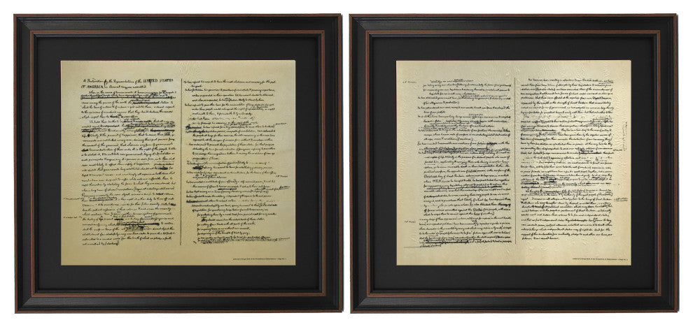 Framed Jefferson's Rough Draft of The Declaration of Independence Set