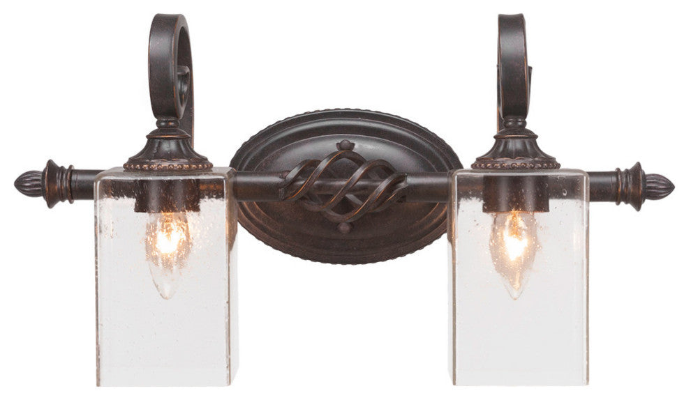 Elegante 2-Light Bath Bar, Square Clear Bubble