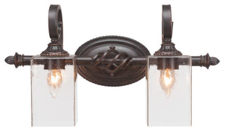 Elegante 2-Light Bath Bar, Square Clear Bubble