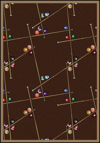 Games People Play Rug, Snookered, 7'8"x10'9", Chocolate