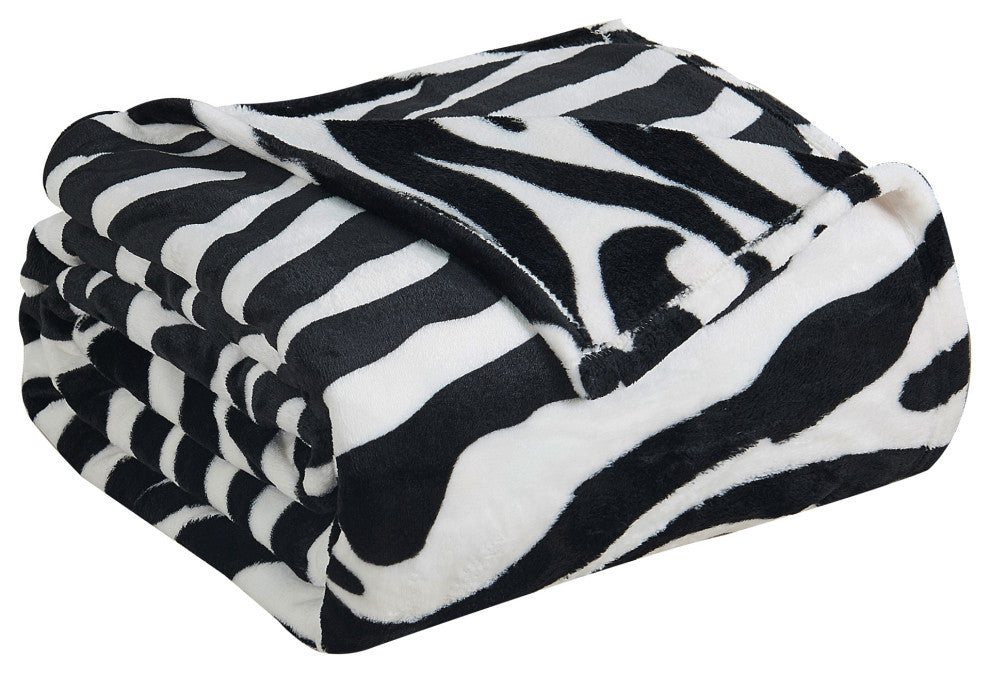 Zebra Safari Printed Flannel Fleece Blanket, Queen