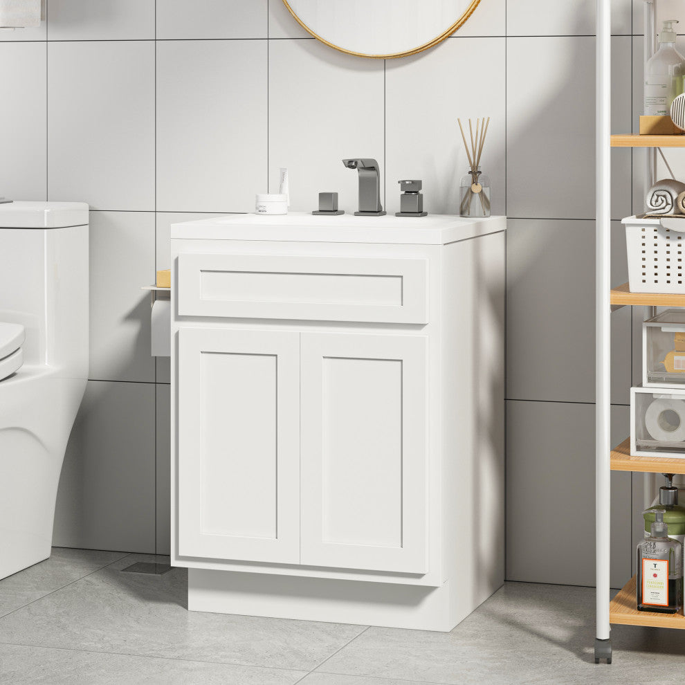 Vanity Art Vanity Base Cabinet, No Top, 24", White