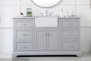 Elegant Decor Franklin 60" Aluminum MDF Single Bathroom Vanity in Gray