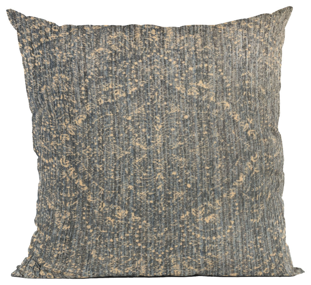 Plutus Blue Hidden Planet Medallion Luxury Throw Pillow, 18"x18"