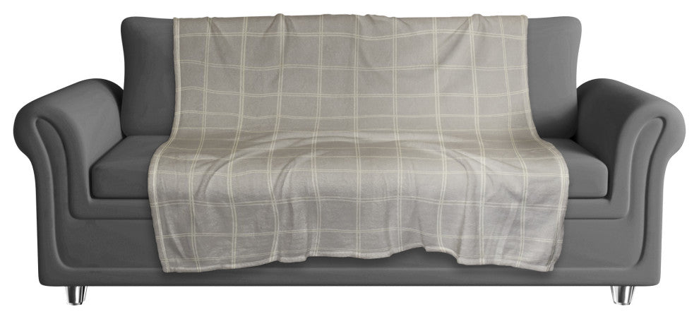 Gray and White Check 50x60 Coral Fleece Blanket