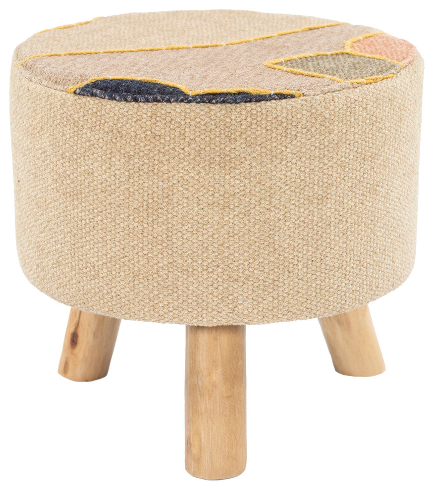 Surya Zurich Light Beige Stool 12"H X 12"W X 12"D