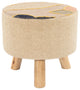 Surya Zurich Light Beige Stool 12"H X 12"W X 12"D
