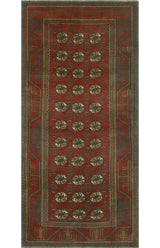 Fine Vintage Distressed Kwasi Red/Charcoal Runner, 4'0 x 8'5