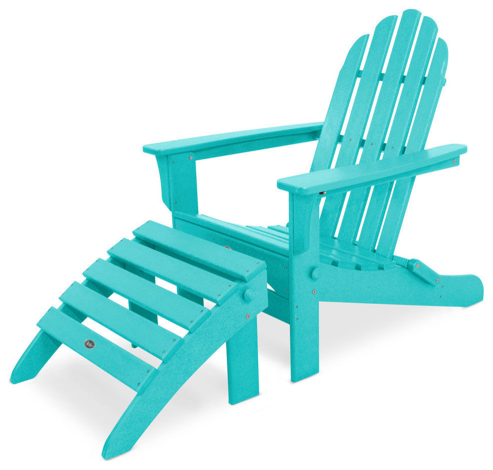 Trex Outdoor Furniture Cape Cod 2-Piece Folding Adirondack Seating Set, Aruba
