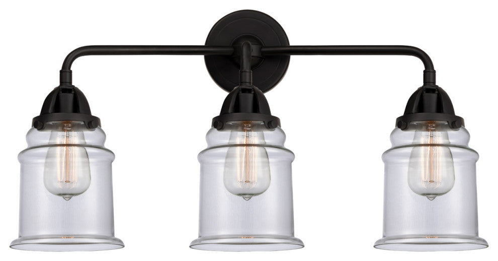 288-3W-BK-G182-LED Canton 3 Light 24" Bath Vanity Light, Matte Black