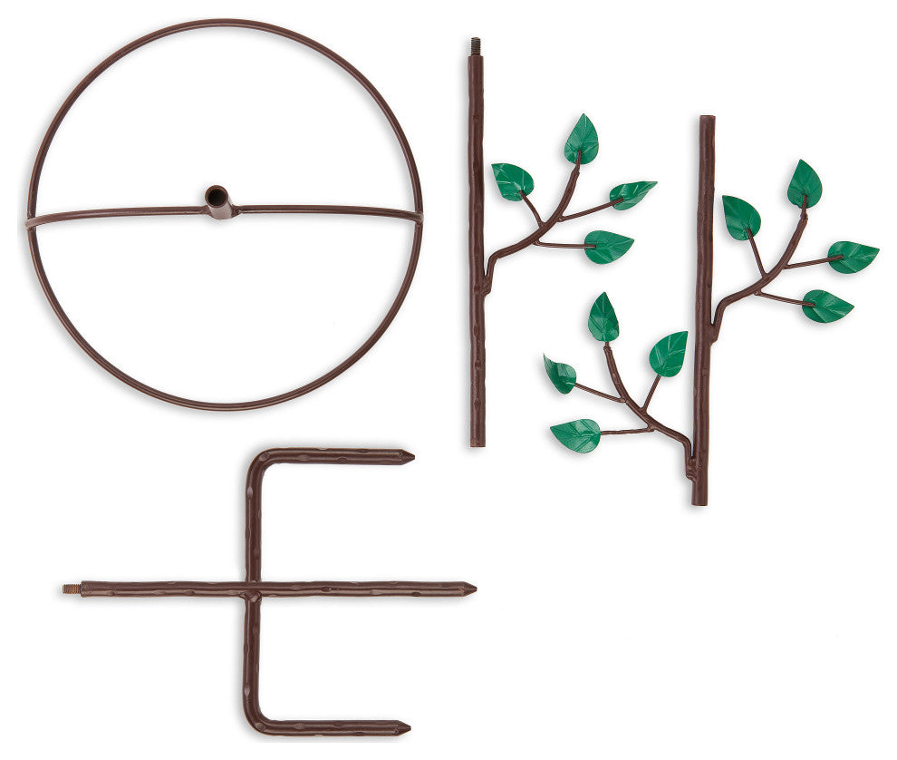 Pure Copper Bird Bath With 2 Copper Birds and Tree Theme Multiprong Garden Pole