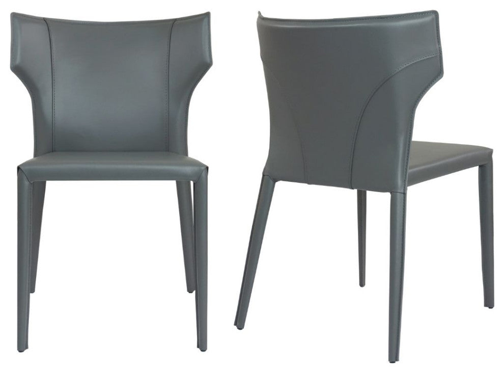 Elite Living Adoro, Set of 2, Wingback Stackable Dining Chair, Gray