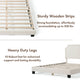 Miles White Boucle Upholstered Wood Frame Platform Bed, Queen, Naihead Trim