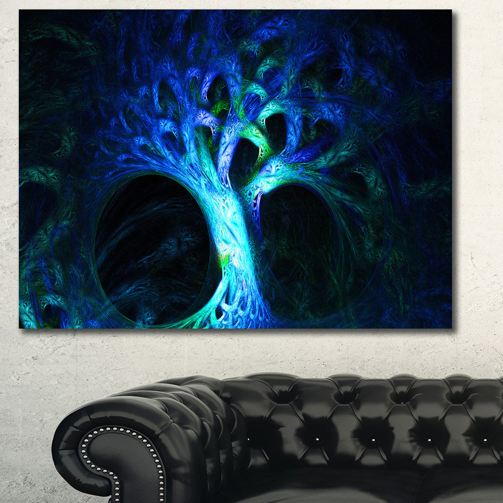 Magical Blue Psychedelic Tree, Oversized Abstract Canvas Art Print, 60x40