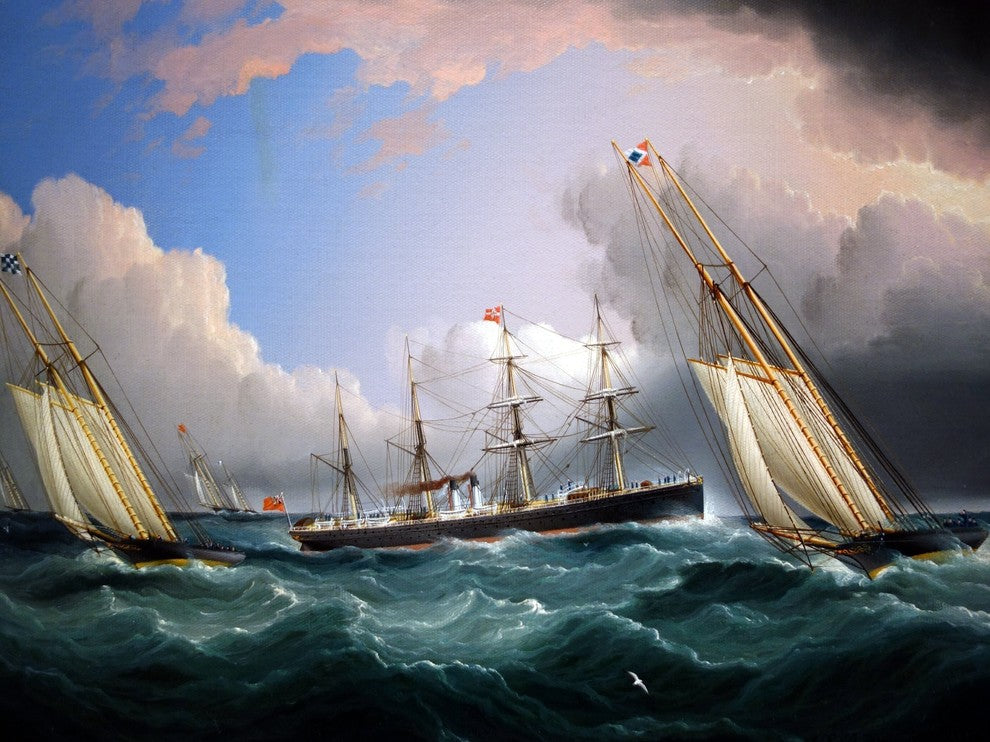 New York Yacht Club Race J. Buttersworth Tile Mural Backsplash, 6"x8", Glossy