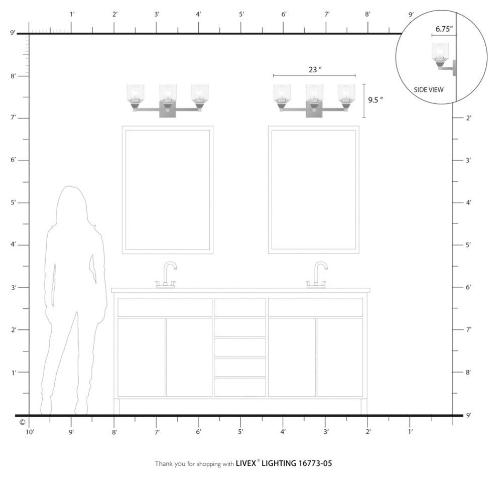 Aragon 3 Light Polished Chrome Vanity Sconce