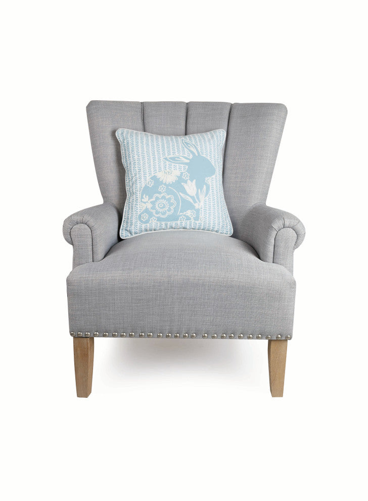 Porcelain Bunny Embroidered Pillow