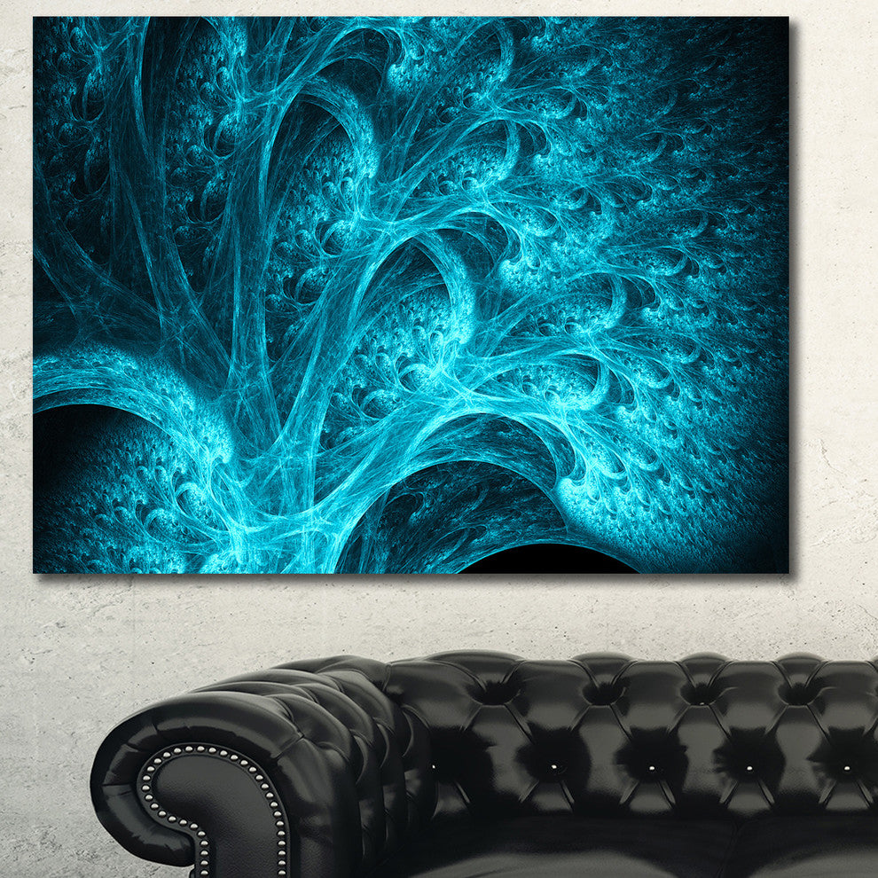 Magical Blue Psychedelic Forest, Oversized Abstract Canvas Art Print, 60x40
