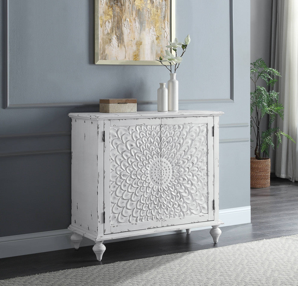 Daray Console Table, Antique White Finish