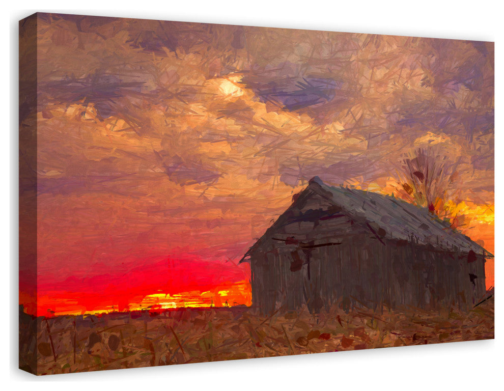 Barn Sunset 30x20 Canvas