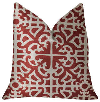 Red Romance Red and Beige Luxury Throw Pillow, 26"x26"