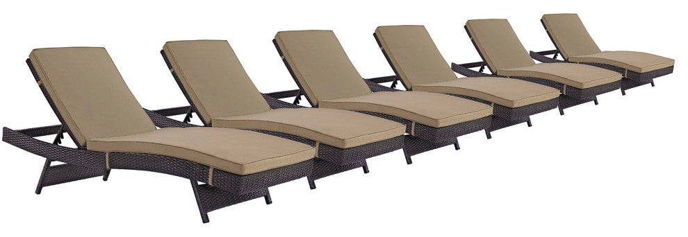 Espresso Mocha Convene Chaise Outdoor Patio Set of 6