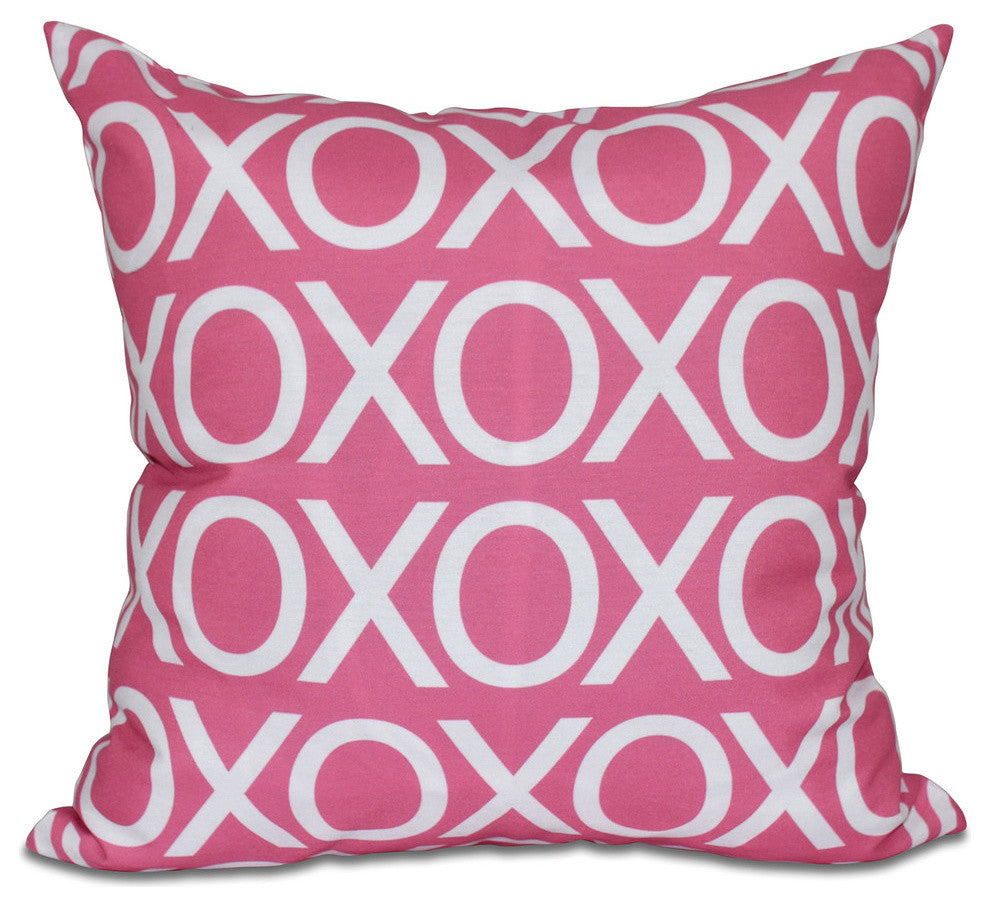 Valentine Print Pillow, Pink, 16"x16"