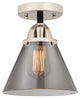 Large Cone Semi-Flush Mount, Black Polished Nickel, Plated Smoke, Plated Smoke