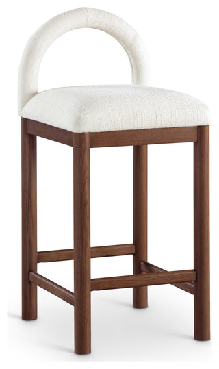 Conrad Upholstered Bar and Counter Stool, Cream, Linen Textured Fabric, Brown