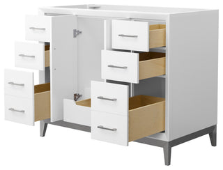 Amici 42" White Single Vanity, No Top, No Sink, Brushed Nickel Trim