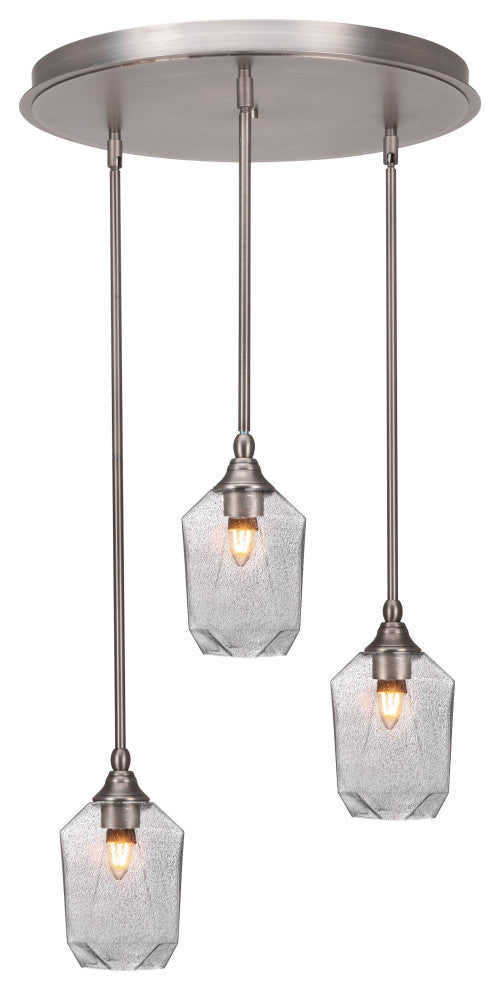 Empire 3-Light Cluster Pendalier, Brushed Nickel/Smoke
