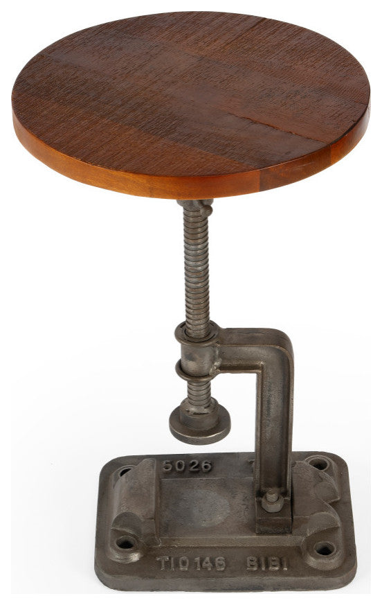 Ellis Adjustable Pedastal Side table, Silver