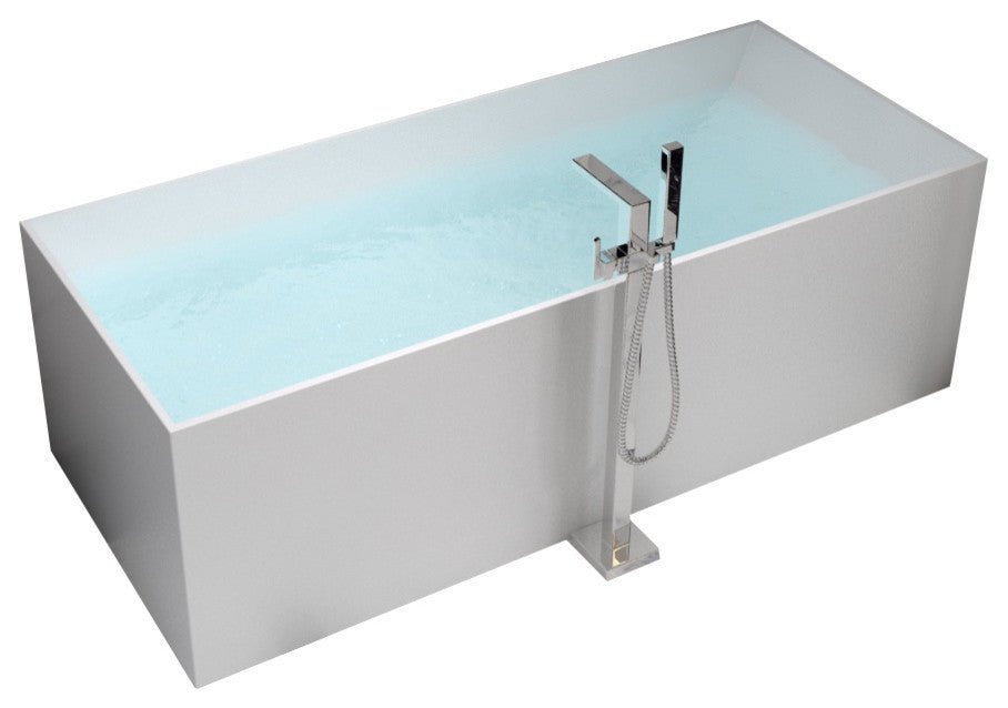 ADM Rectangular Freestanding Bathtub, Glossy White, 61.4"