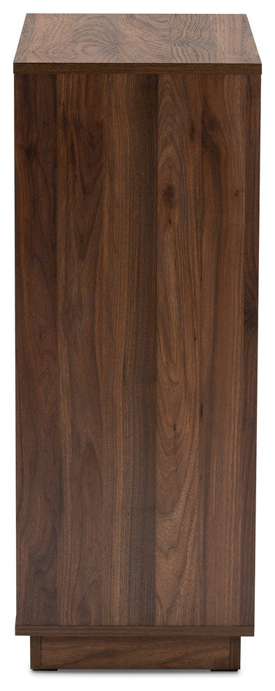 Kaila Two-Tone White and Walnut 5-Shelf Wood Entryway Shoe Cabinet