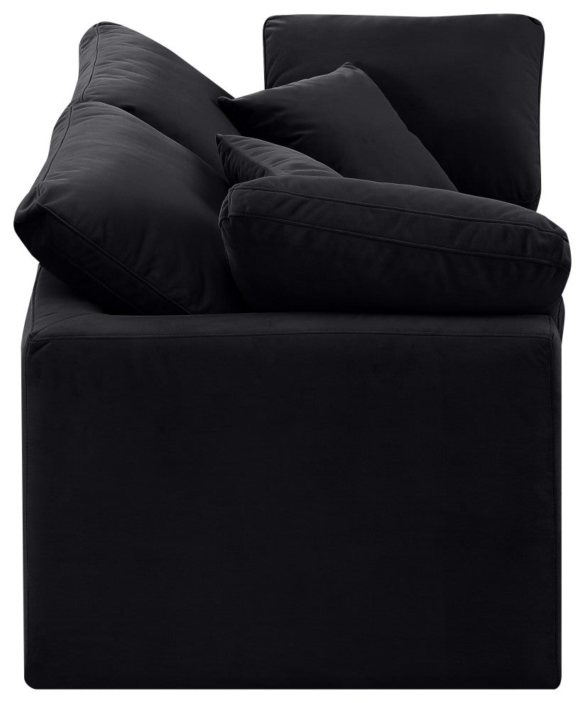 Indulge Upholstered Modular Sofa, Black, 2-Piece: 2 Corner Chair, Down Stuffed Velvet