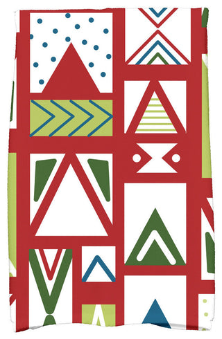 Merry Susan Holiday Geometric Print Kitchen Towel, Red