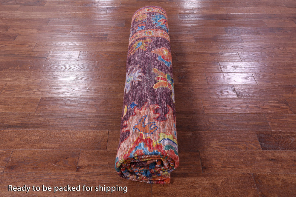 9' Square Hand-Knotted Turkish Oushak Wool Rug - Q16070