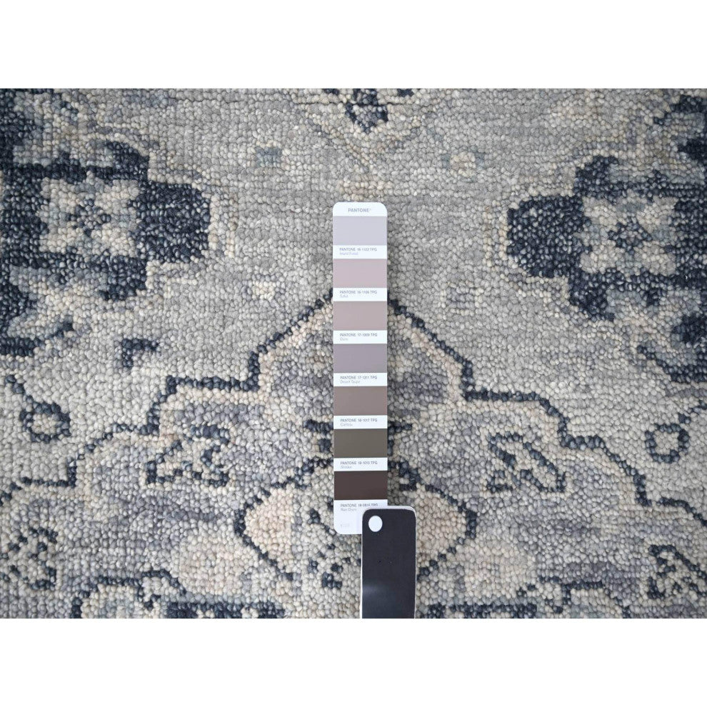 Silver Gray Wool Hand Knotted Anatolian Design Supple Collection Rug 5'10"x8'10"