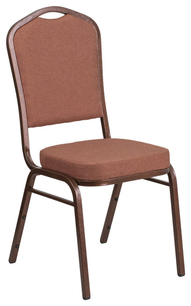 Crown Back Stacking Banquet Chair in Brown Fabric - Copper Vein Frame