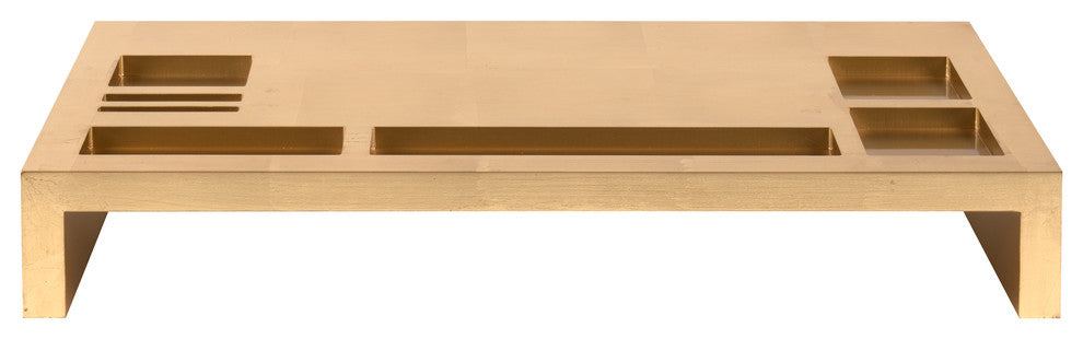 Kate and Laurel Briggs Wood Desktop Organizer Monitor Bridge, Gold