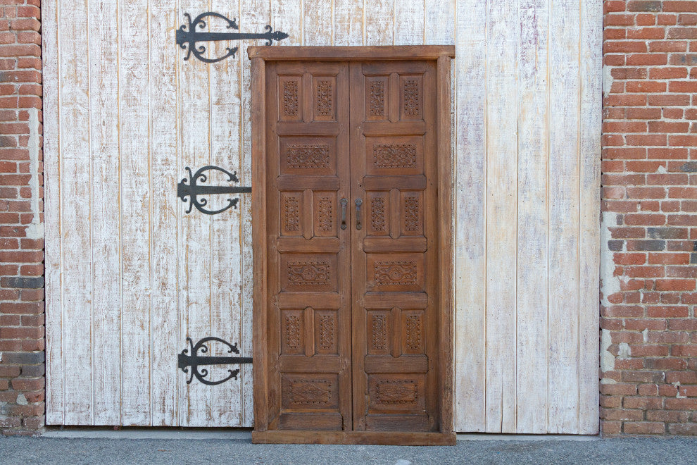19th Century Carved Medallion Floral Doors