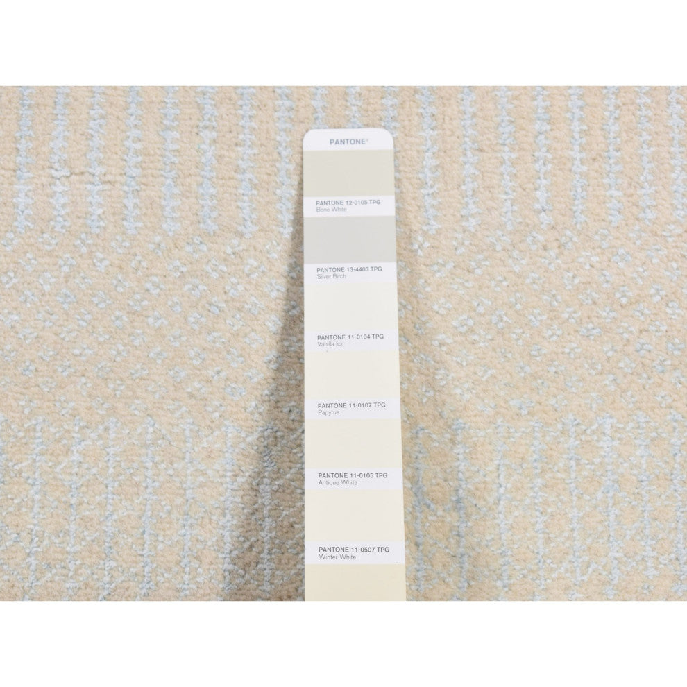 Ivory, Grass Design Gabbeh, Wool and Silk, Hand Knotted, Runner Rug, 2'7"x8'4"