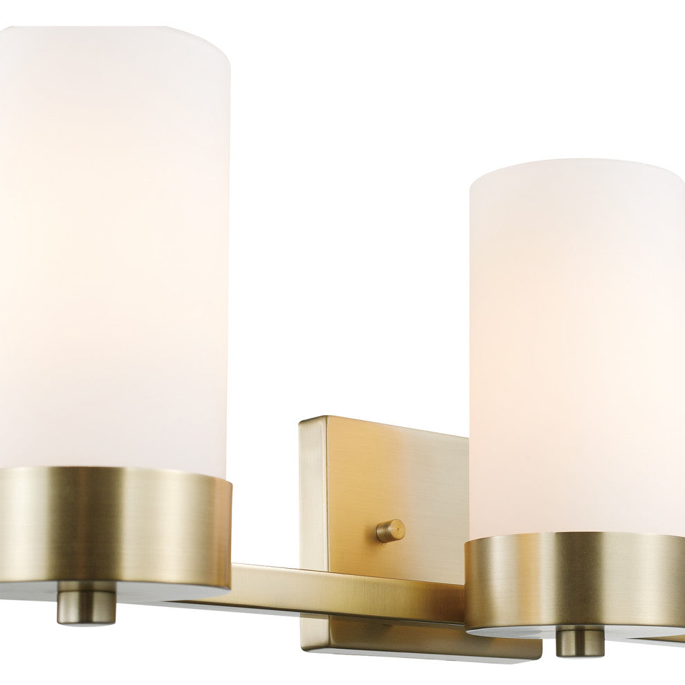 3-Light Brass Vanity Light, Frosted Shade