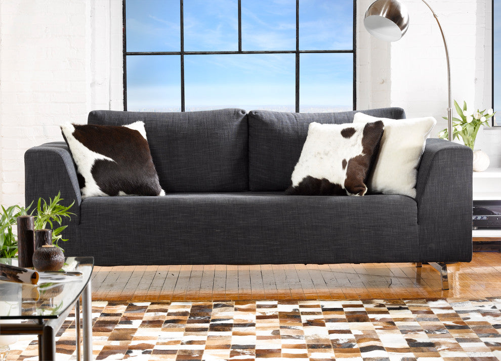 18"x18" Torino Kobe Cowhide Pillows, Set of 2, White and Brown
