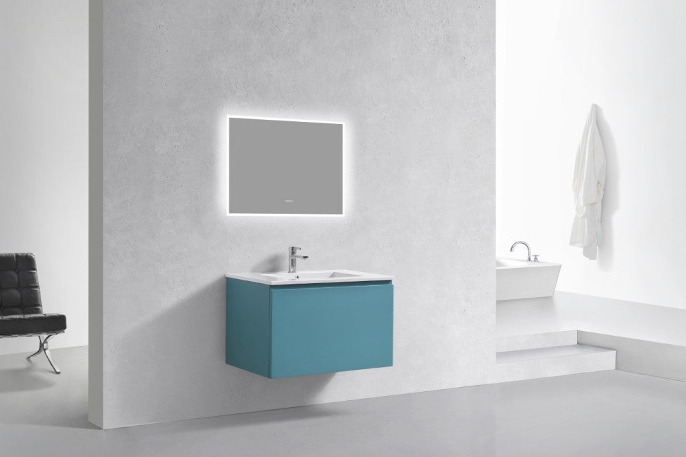 Balli 32'' Wall Mount Modern Bathroom Vanity, Teal Green