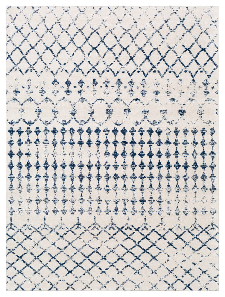 Surya Roma ROM-2342 6'7"x9' Rug, Dark Blue/White
