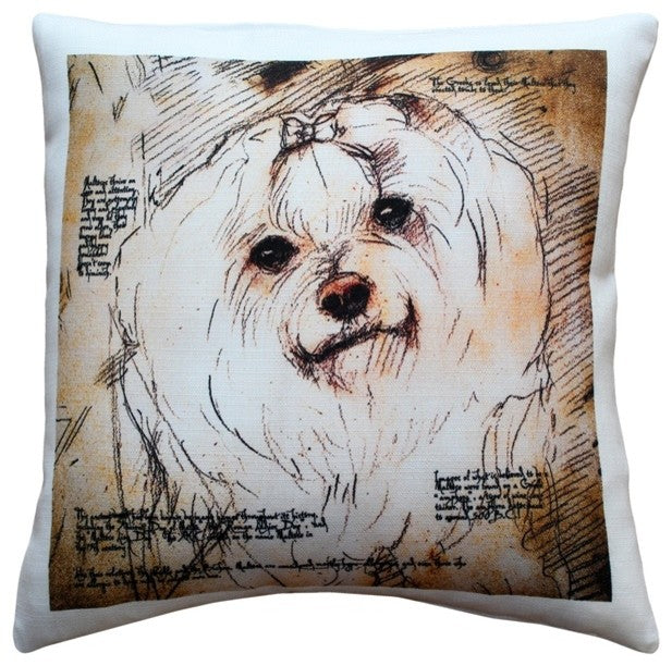 Leonardo's Dogs Maltese Dog Pillow