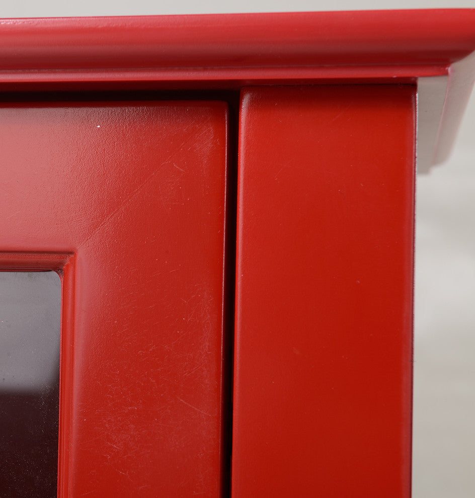 Os Home And Office Red Glass Door Accent And Display Cabinet